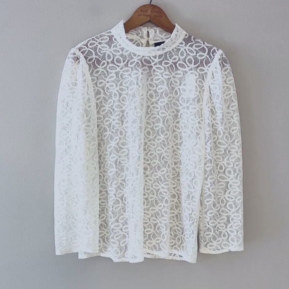 NWT Crochet Laced Mockneck Blouse, Sz M - Picture 2 of 5